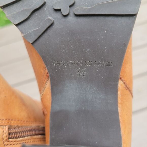 Vintage 70s Western Boho Camel Tan Leather Knee High Tall Equestrian Boots 6.5 - Picture 6 of 9